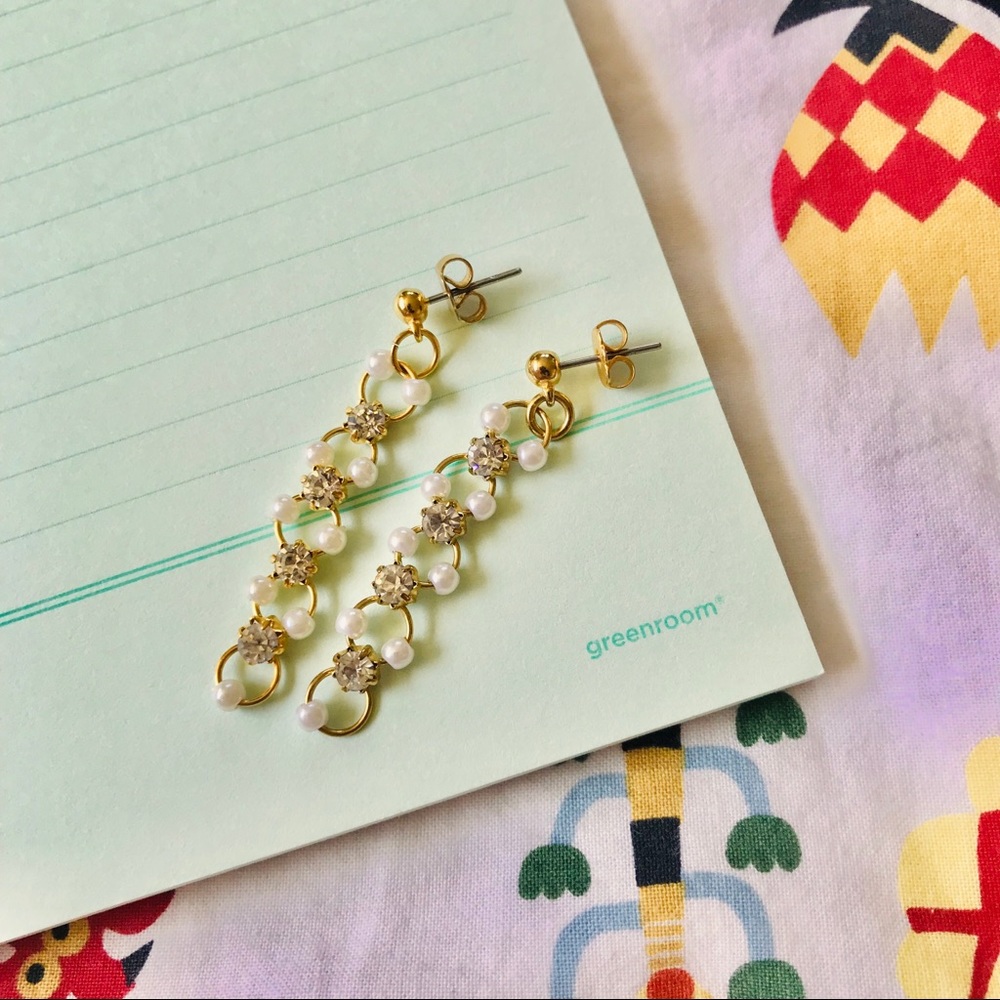 Vintage • Faux Pearl Chain Drop Earrings